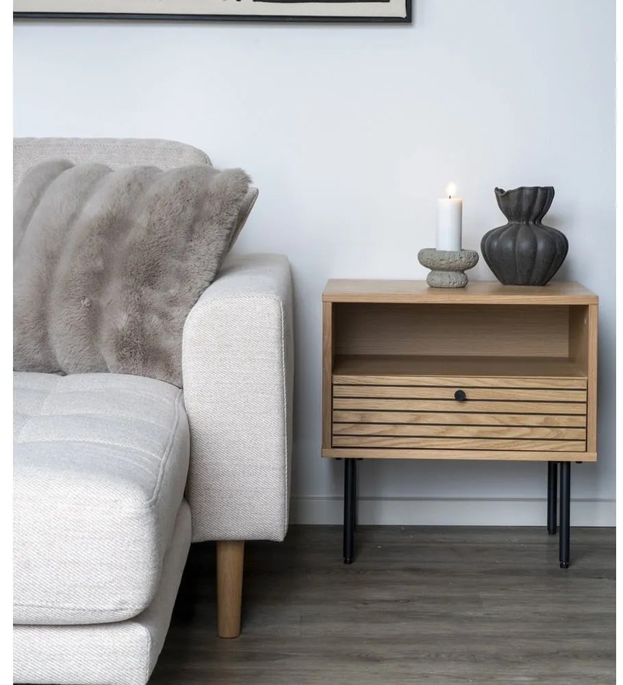 Tárolóasztal tölgyfa dekoros asztallappal 40x50 cm Kyoto – House Nordic