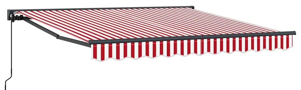 Behúzható napellenző Piros és fehér csíkos 300x250 cm szövet