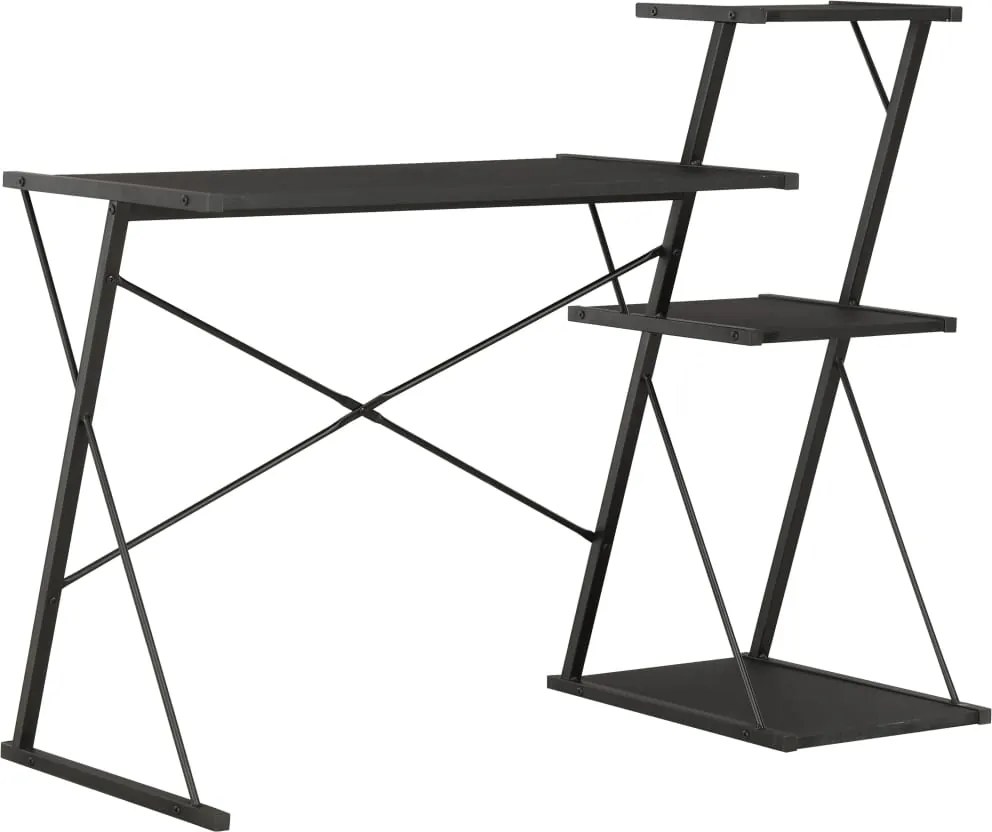 vidaXL fekete íróasztal polccal 116 x 50 x 93 cm
