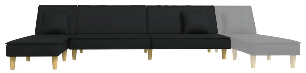 fekete L-alakú szövet kanapéágy 255x140x70 cm