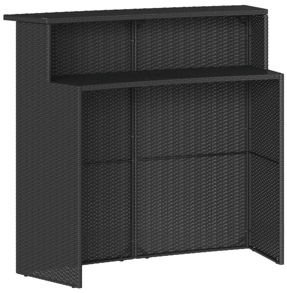 vidaXL 3 részes fekete polyrattan kerti bárszett párnával