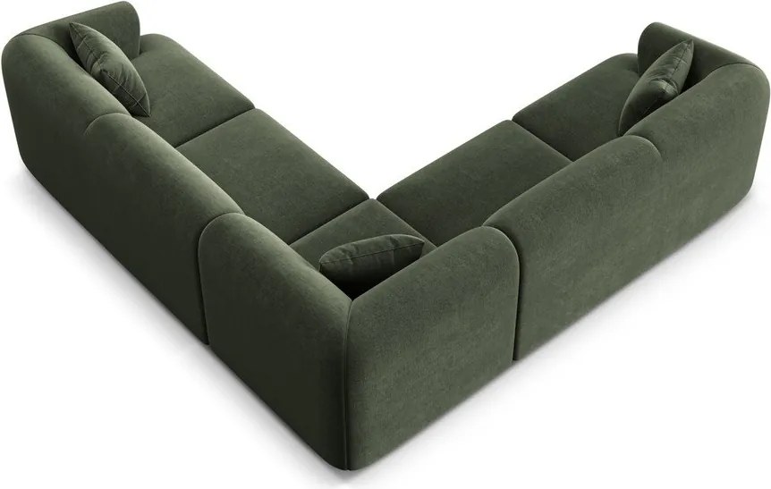Zöld bársony sarokkanapé Campi – Cosmopolitan Design
