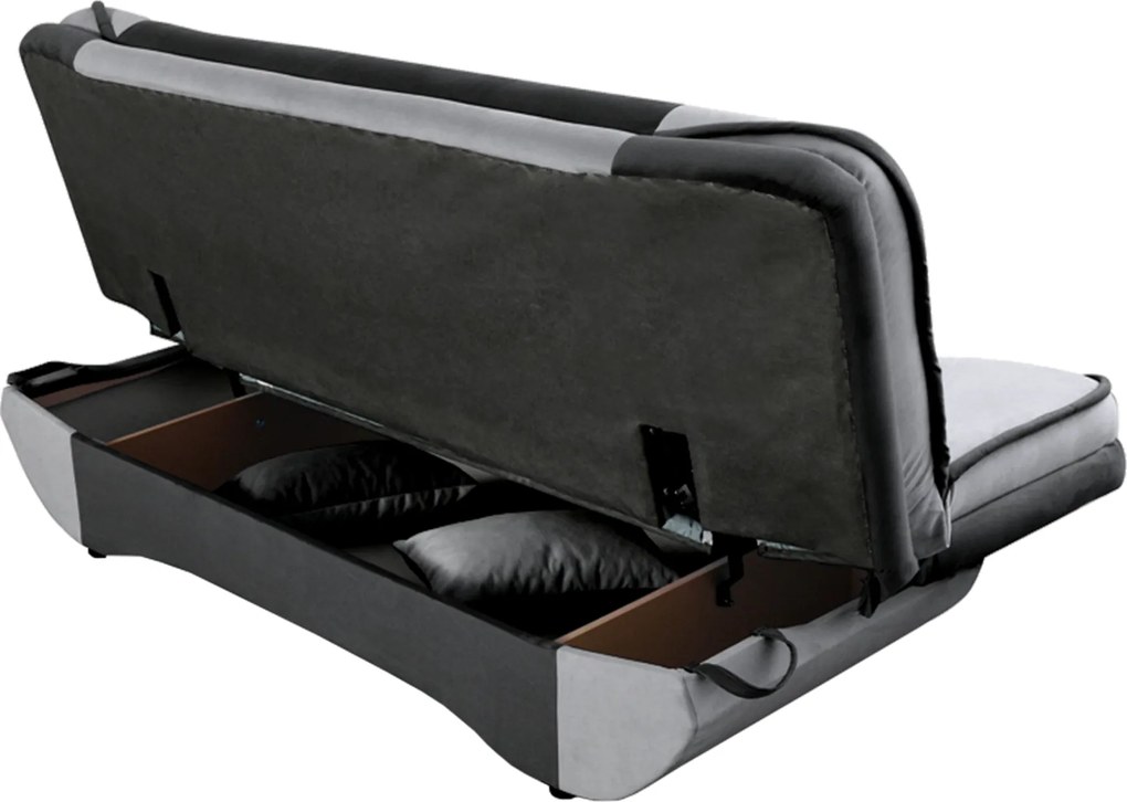 Kinyitható kanapé, világosszürke/sötétszürke, GURU