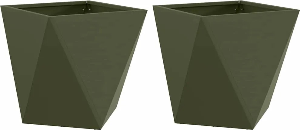 vidaXL Növénytartó 2 pcs Olajzöld 40 x 40 x 40 cm Acél