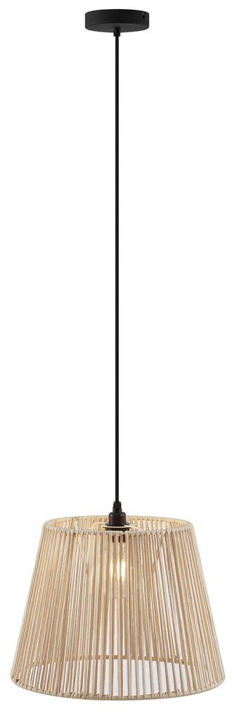 Kültéri függőlámpa fekete bézs kötélárnyékolóval IP44 - Cava Jayla