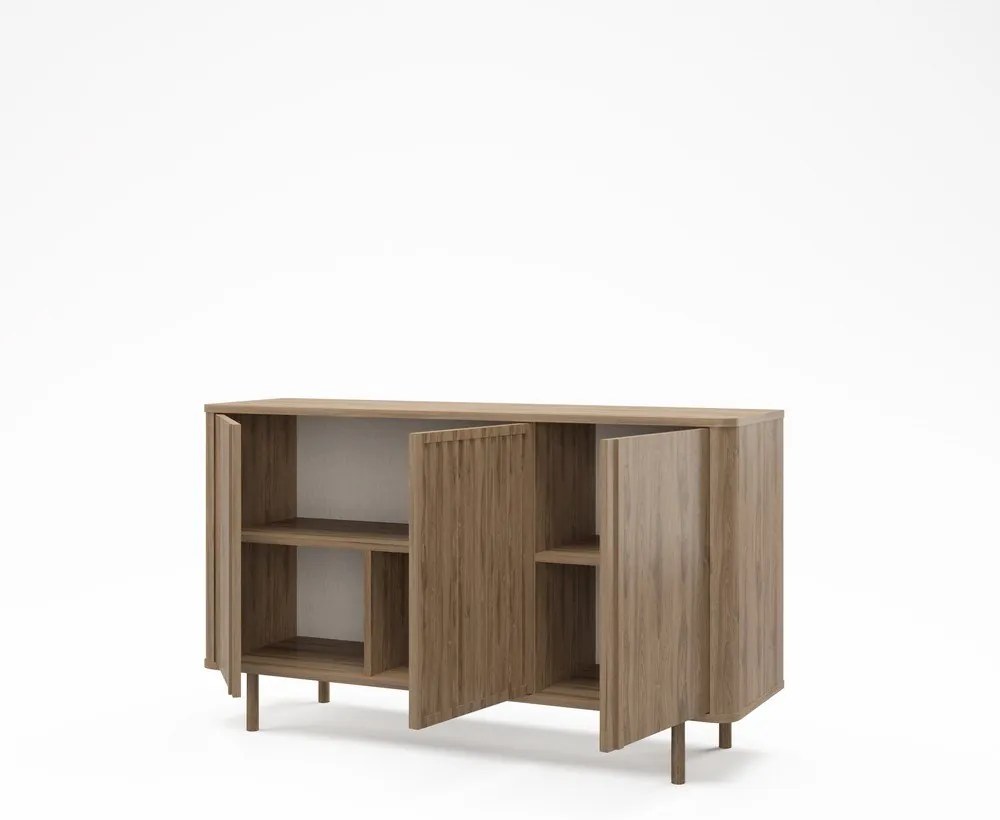 Natúr színű komód tölgyfa dekorral 138x80x40 cm Salma – Marckeric