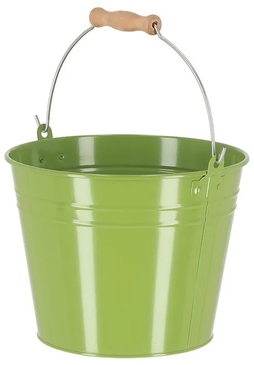 Cink kerti vödör, fa fogóval, 4,5 literes, zöld
