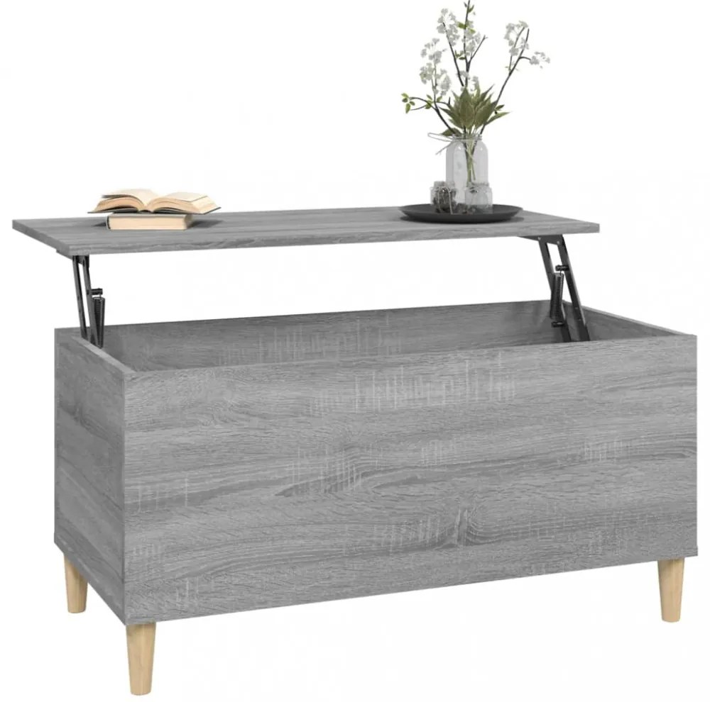 szürke sonoma színű szerelt fa dohányzóasztal 90x44,5x45 cm