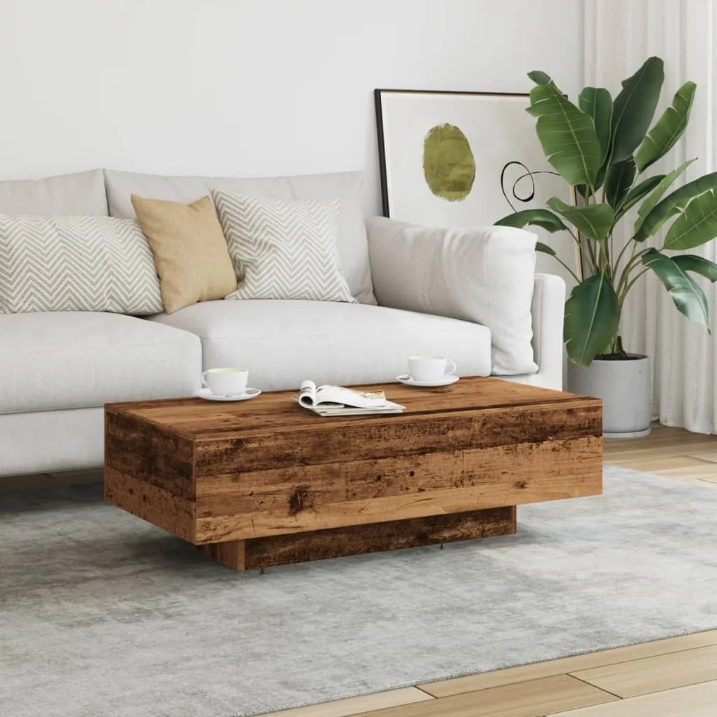 antik fa színű szerelt fa dohányzóasztal 100x49,5x31 cm