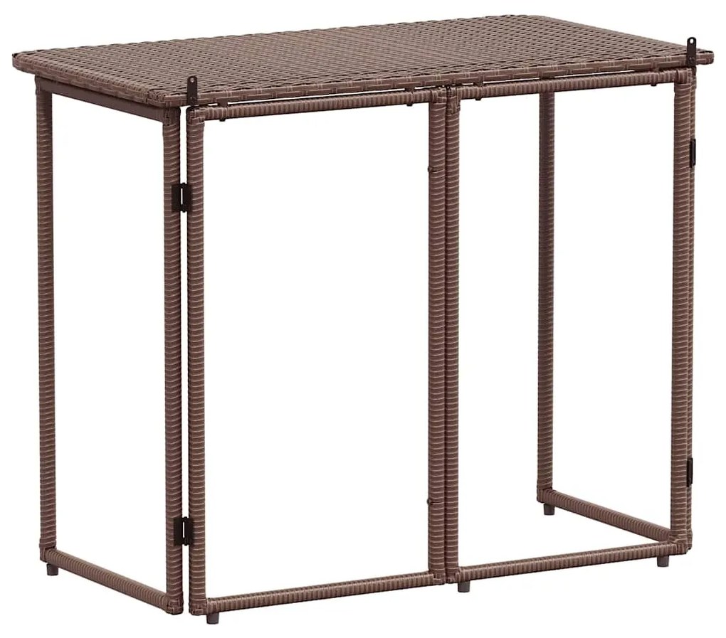 barna polyrattan összecsukható kerti asztal 90x51x75 cm