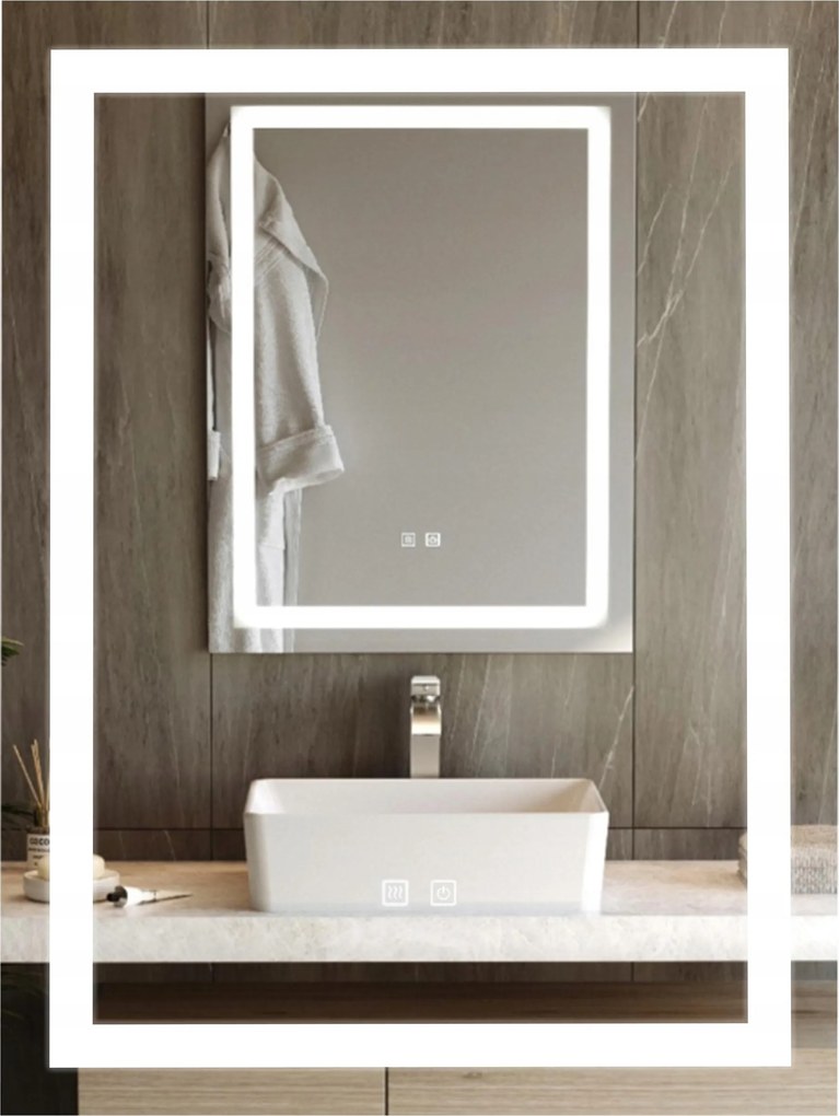 Téglalap alakú megvilágított energiatakarékos Led tükör 60x80 Vela