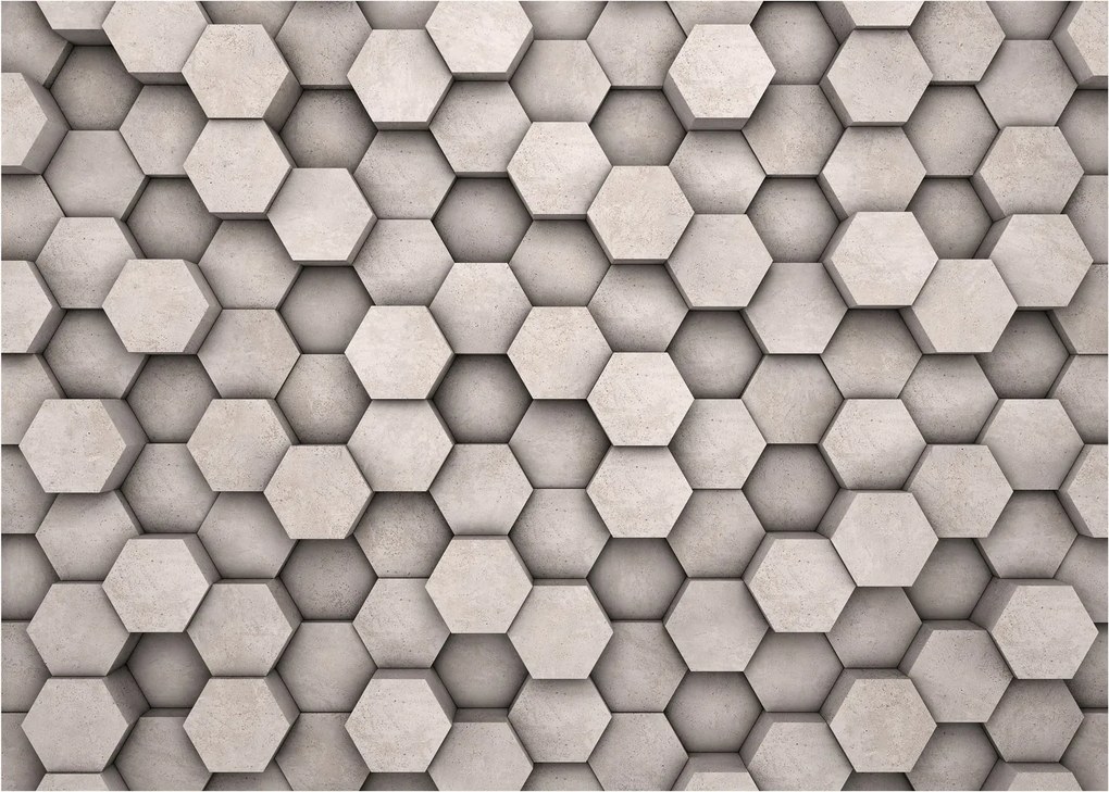 Kép - Hatszögek beton kivitelben (üvegen) (70x50 cm)
