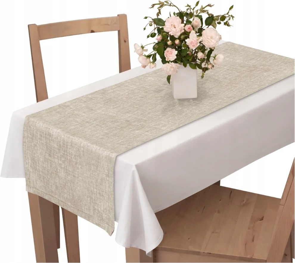 Asztali Futópad 40X110 Lenvászon Mintás Világos Bézs