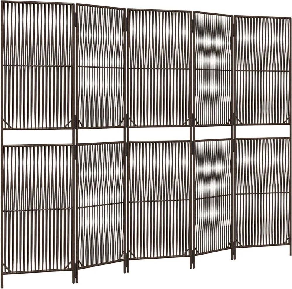 vidaXL barna 5-paneles polyrattan térelválasztó