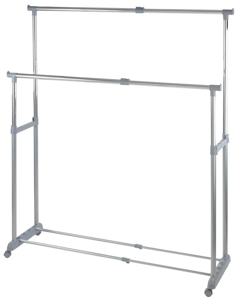 Szürke fém teleszkópos-gurulós ruhatartó állvány Twin – Wenko