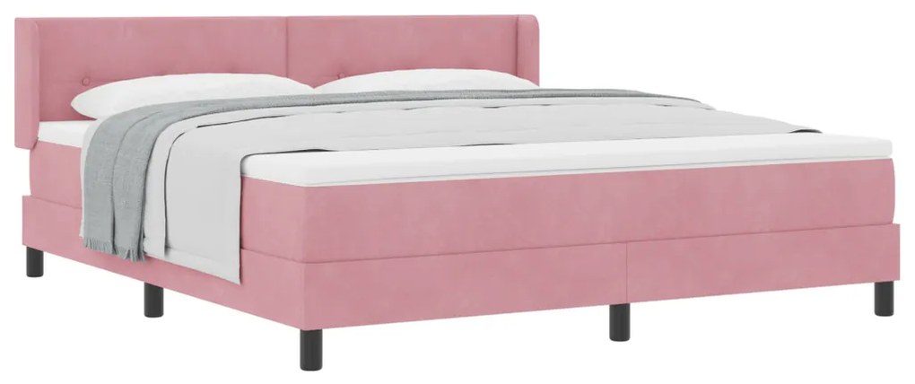 Boxspring Ágy Matrac Fészek Rózsaszín 180x200 cm Bársonyos