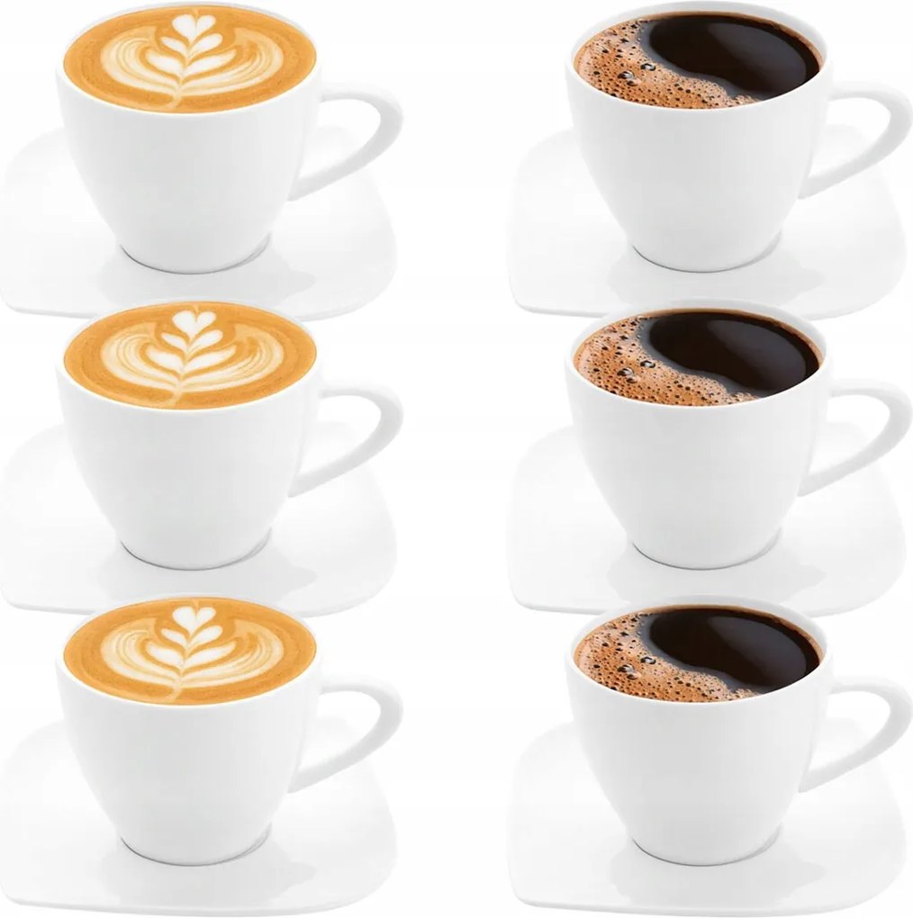 Csésze Szett Aljjal Porcelán Kávéscsésze 300ml 6db Fehér