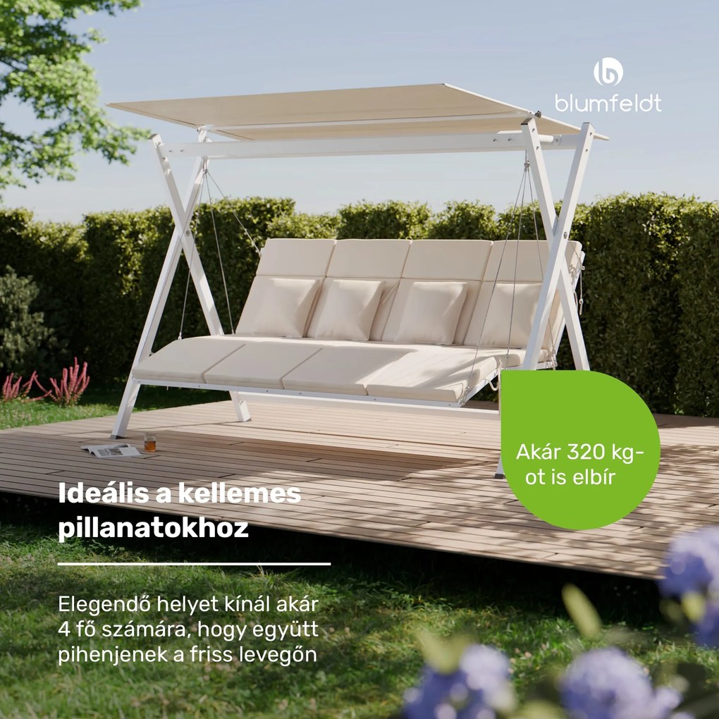 Blumfeldt FlexiSwing hollywoodi hinta 4 üléses Állítható háttámla + napellenző, időjárásálló