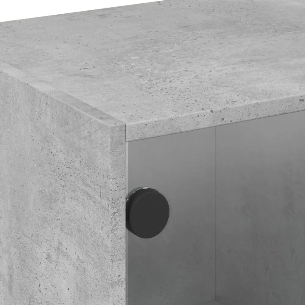 betonszürke TV-szekrény üvegajtókkal 68x37x42 cm