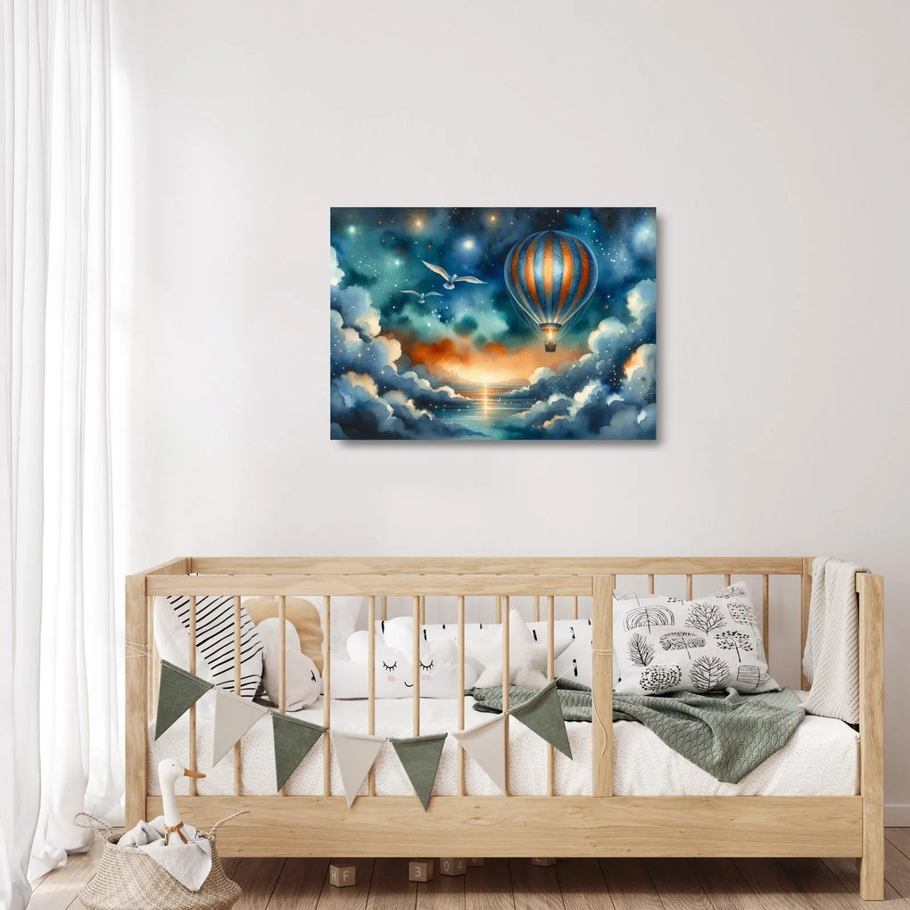 Üveg kép - Repülés az éjjeli ég alatt (70x50 cm)