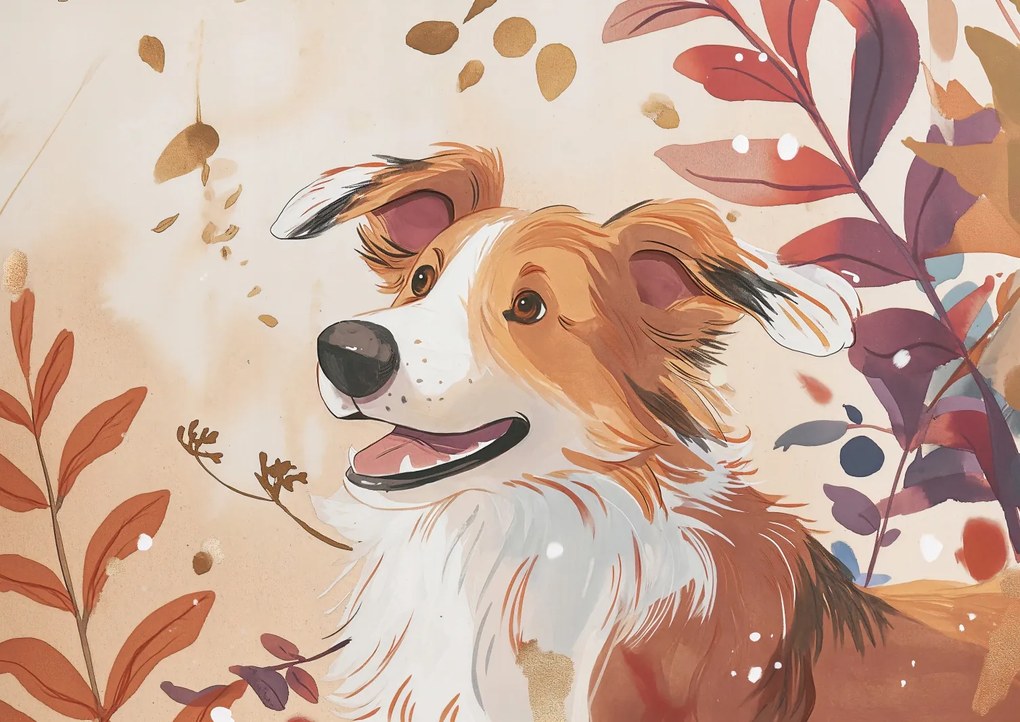 Poszter 42x29,7cm Collie Őszi évszak
