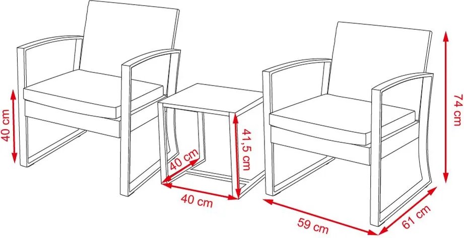 Avenberg BELFAST 3-részes kerti bútor szett