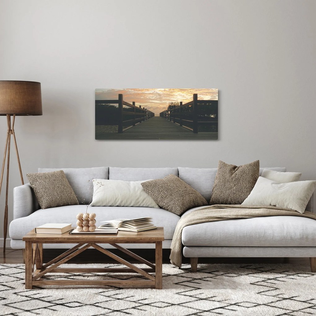 Egy fa móló képe a tó felett (120x50 cm)