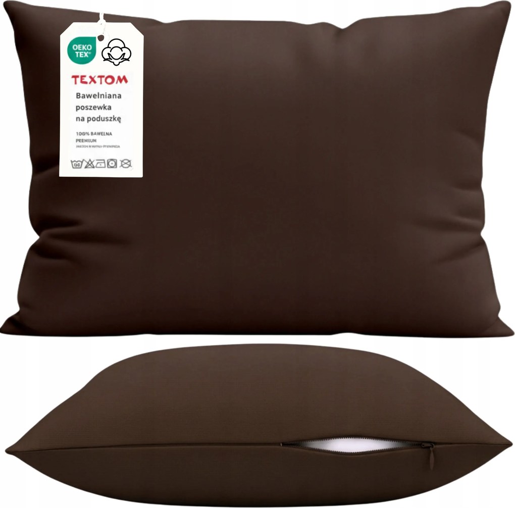 Párnahuzat 50x60 cm Pamut 100% Sima Erős Barna Csokoládé