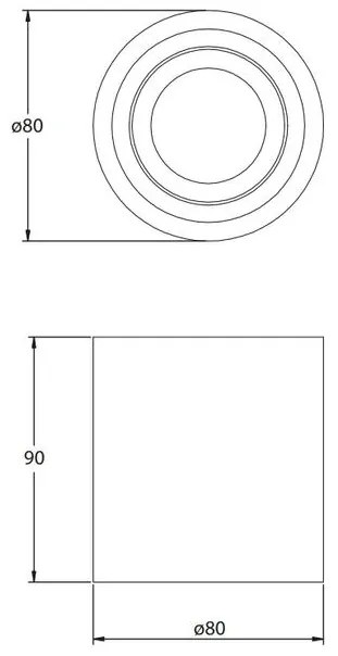 Lámpa Mennyezeti lámpatest AVEIRO BIS, max. 250V, 50/60Hz, 80x90mm, IP20, max 20W, kör, fekete