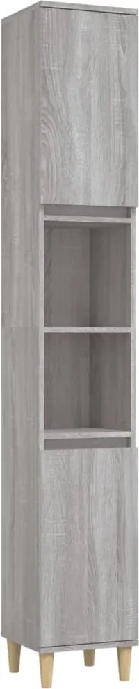 vidaXL szürke sonoma színű szerelt fa fürdőszobaszekrény 30x30x190 cm