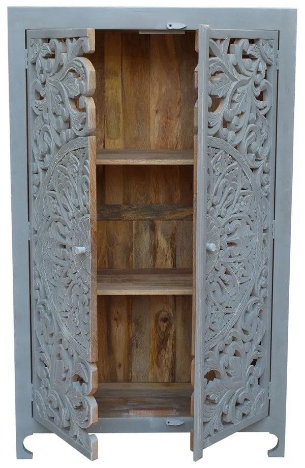 Világosszürke mangófa szekrény 165x40 cm Kalita – Støraa