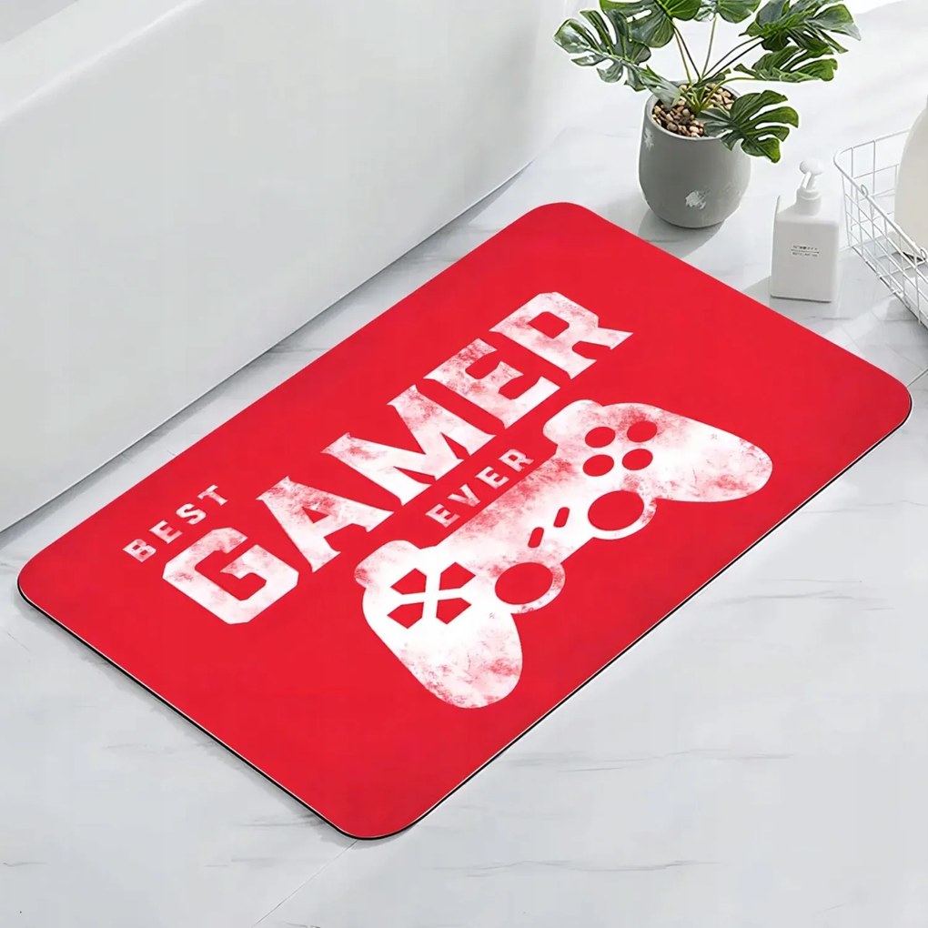 Fürdőszobaszőnyeg Gamer 60x40 cm piros-fehér gamer pad ajándék