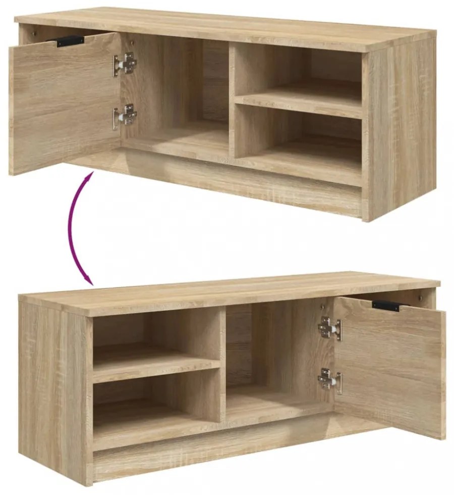 sonoma-tölgyszínű szerelt fa TV-szekrény 102 x 35,5 x 36,5 cm