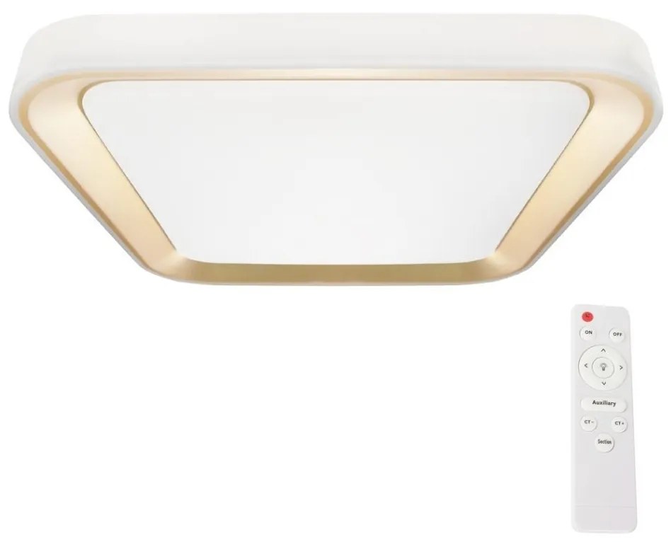 Milagro LED Dimmelhető mennyezeti lámpa QUADRO LED/38W/230V 3000-6000K fehér/arany + távirányító MI2005