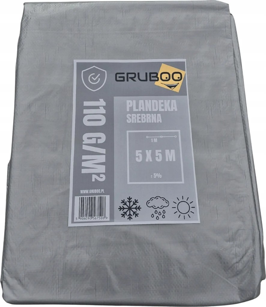 Vízálló Ponyva 5x5M Ezüst Erős Fa Takaró Erősített