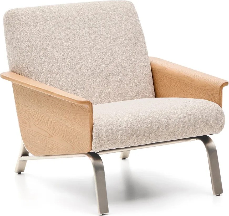 Bézs zsenília fotel Amsen – Kave Home