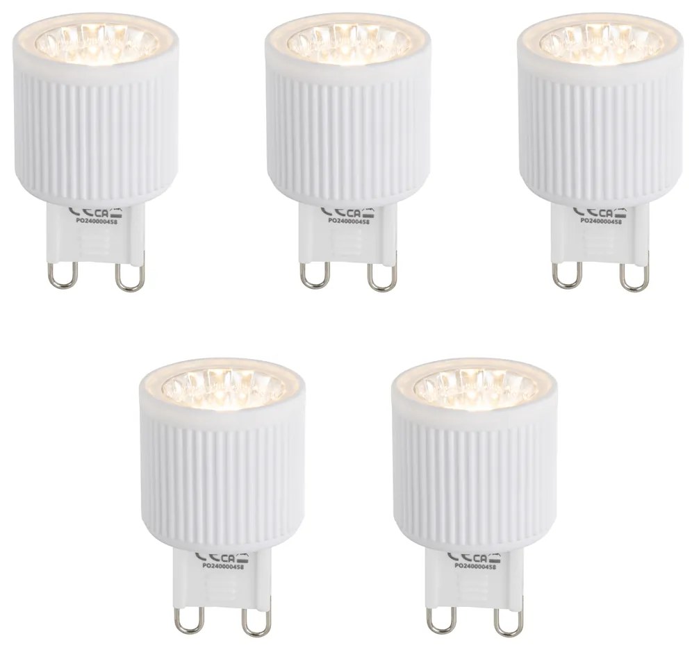 5 darabos készlet G9 24 mm-es, 3 lépésben dimmelhető LED izzókból, 3W, 300 lm, 2700K