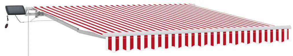 Kézi Behúzható Napernyő LED-del Piros és Fehér 300x250 cm