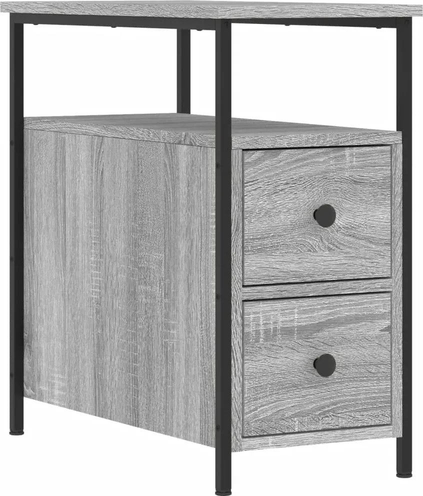 vidaXL szürke sonoma színű szerelt fa éjjeliszekrény 30x60x60 cm