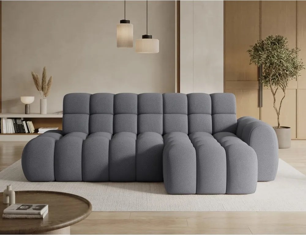 Szürke kinyitható sarokkanapé (jobb oldali-heverő résszel) Ceedro – ELTAP