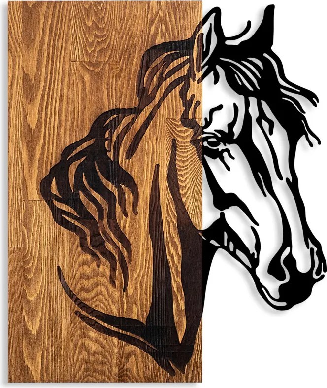Horse fém fa fali dekoráció, 48×57 cm