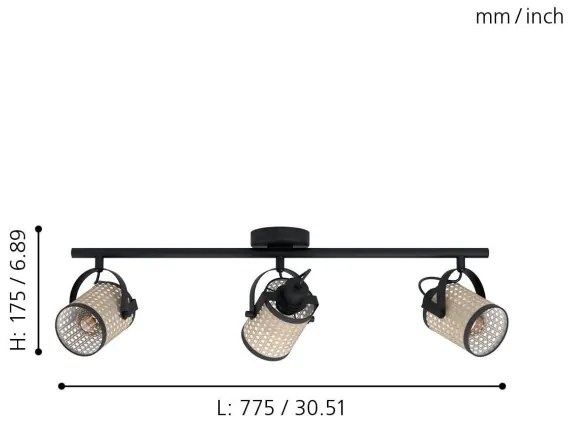 Eglo 43495 - Spotlámpa RUSCOMB 3xE27/10W/230V