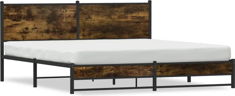 vidaXL füstös tölgy színű fém ágykeret matrac nélkül 183 x 213 cm