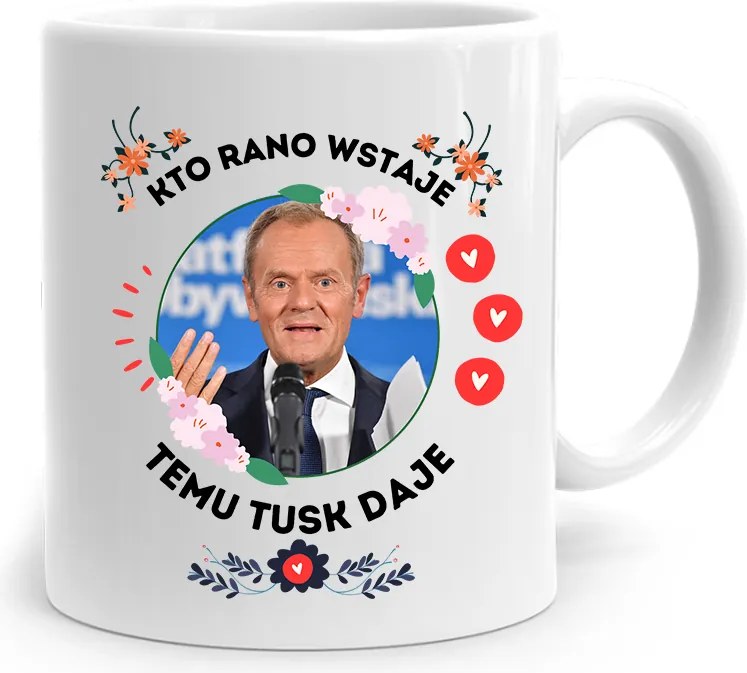 Donald Tusk Bögre Platform Aki Reggel Felkel fényképes nyomtatással