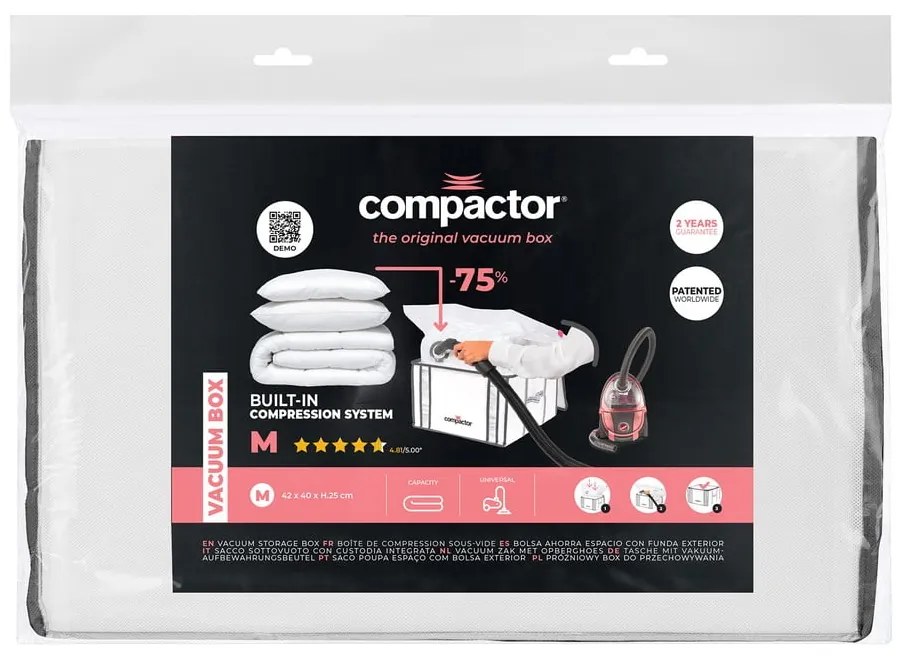Vákuumos-megerősített textil ruhatároló doboz 42x25x25 cm Life – Compactor
