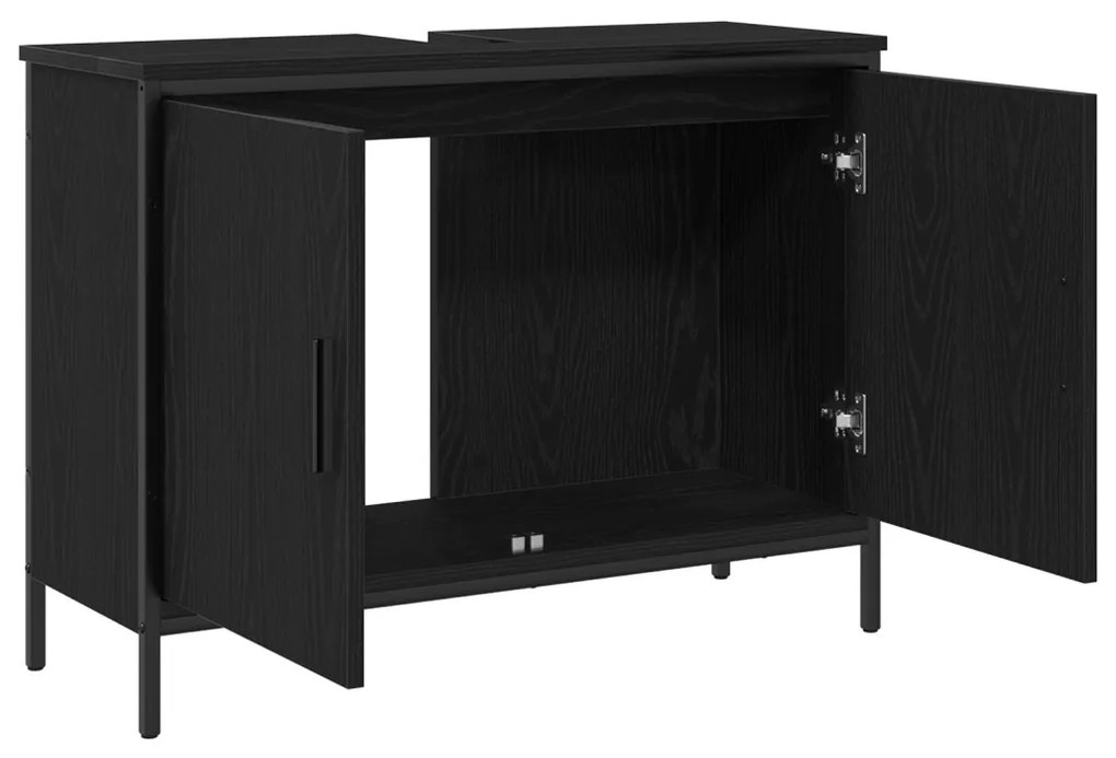Fürdőszobai Mosdószekrény Fekete Tölgy 80x30x60 cm Műanyag