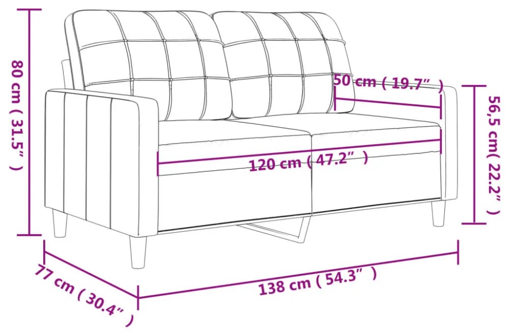 2 személyes fekete műbőr kanapé 120 cm