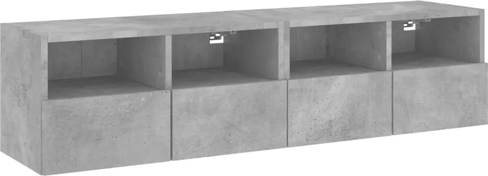 vidaXL 2 db betonszürke szerelt fa fali TV-szekrény 60x30x30 cm