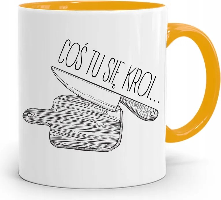 Sárga Bögre Szakácsnak Valami Vágódik Itt, fényképes nyomattal