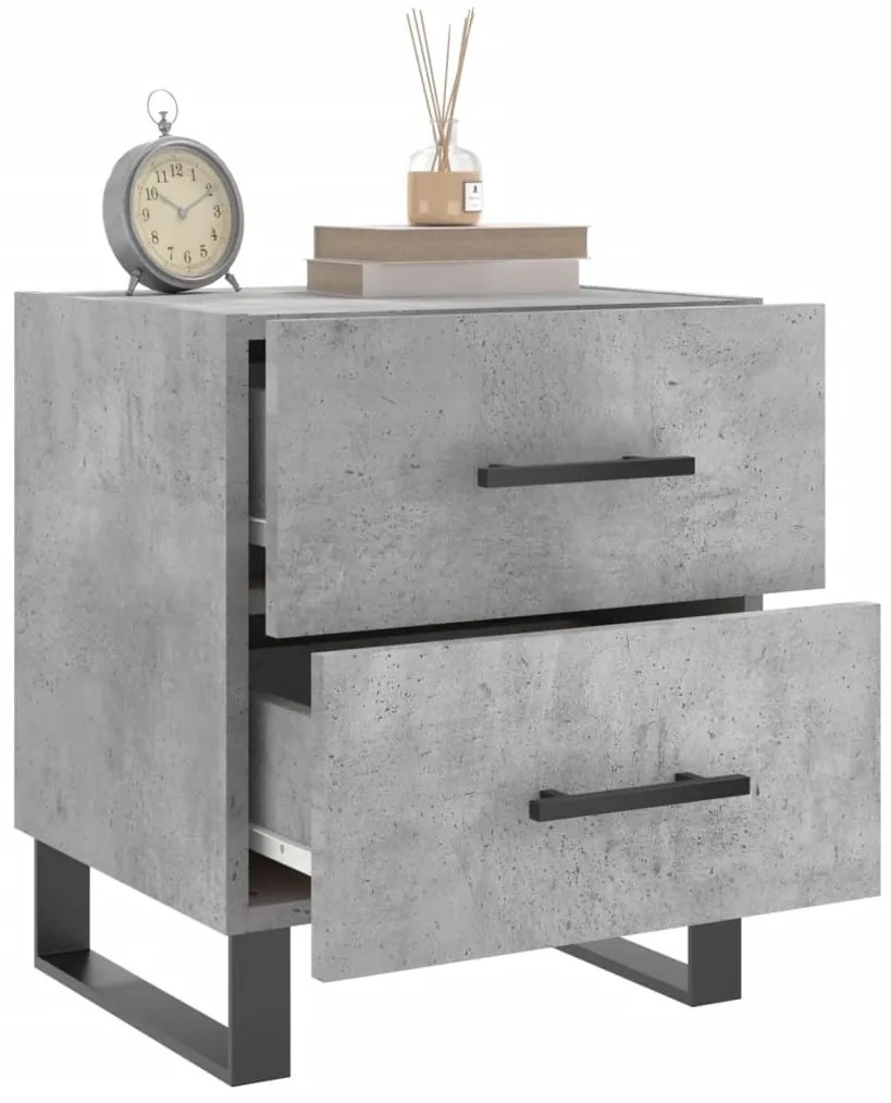 2 db betonszürke szerelt fa éjjeliszekrény 40 x 35 x 47,5 cm